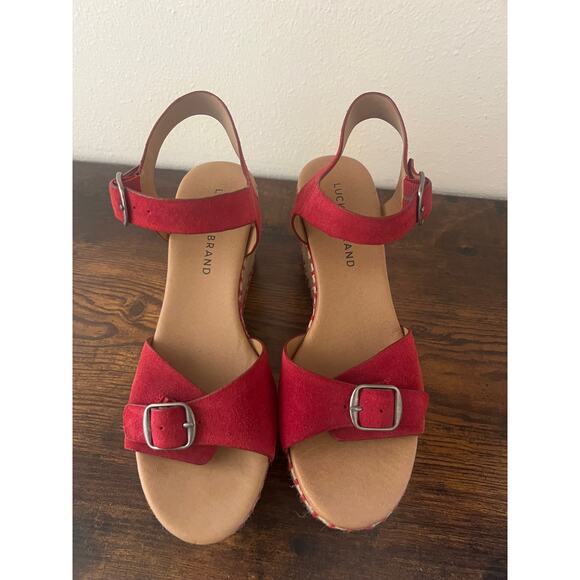 Lucky Brand Red Espadrille Wedge Sandals – Women's Size 8 - Picture 7 of 7